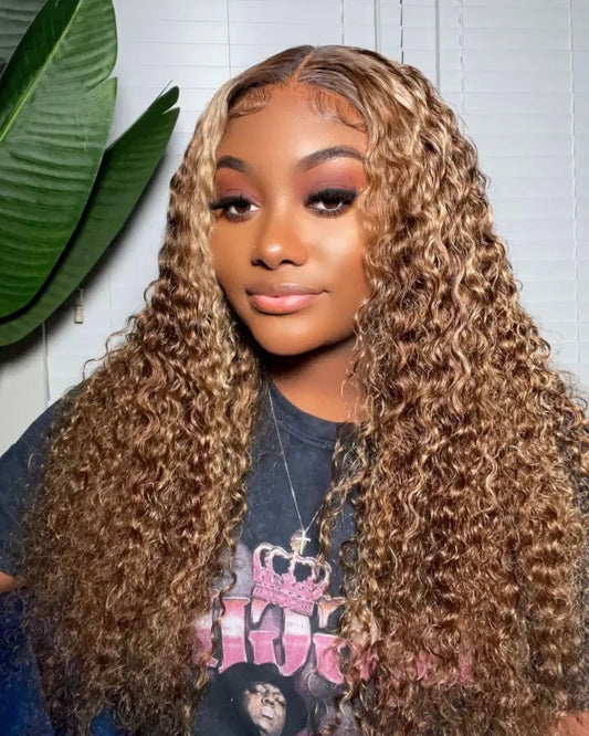 Water Wave Highlight 13X4 Lace Frontal Wig